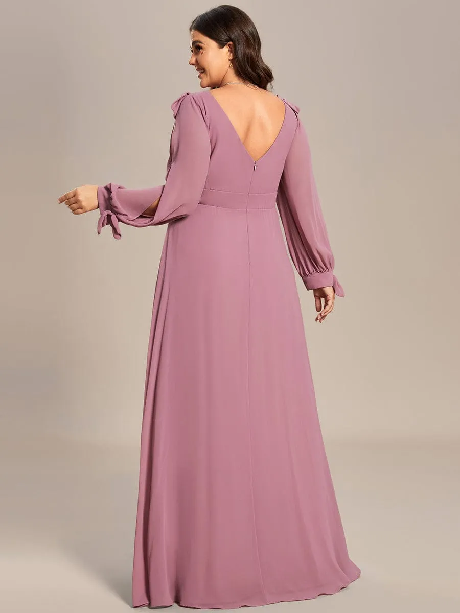 Open Lantern Sleeve A-Line Bridesmaid Dress