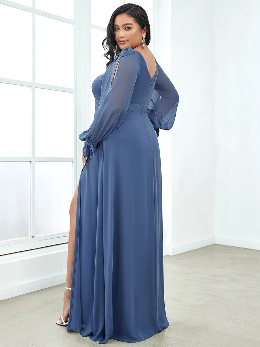 Open Lantern Sleeve A-Line Bridesmaid Dress