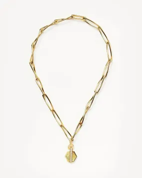 Pave Hex Twisted Link Chain Necklace | 18ct Gold Plated/Opalite