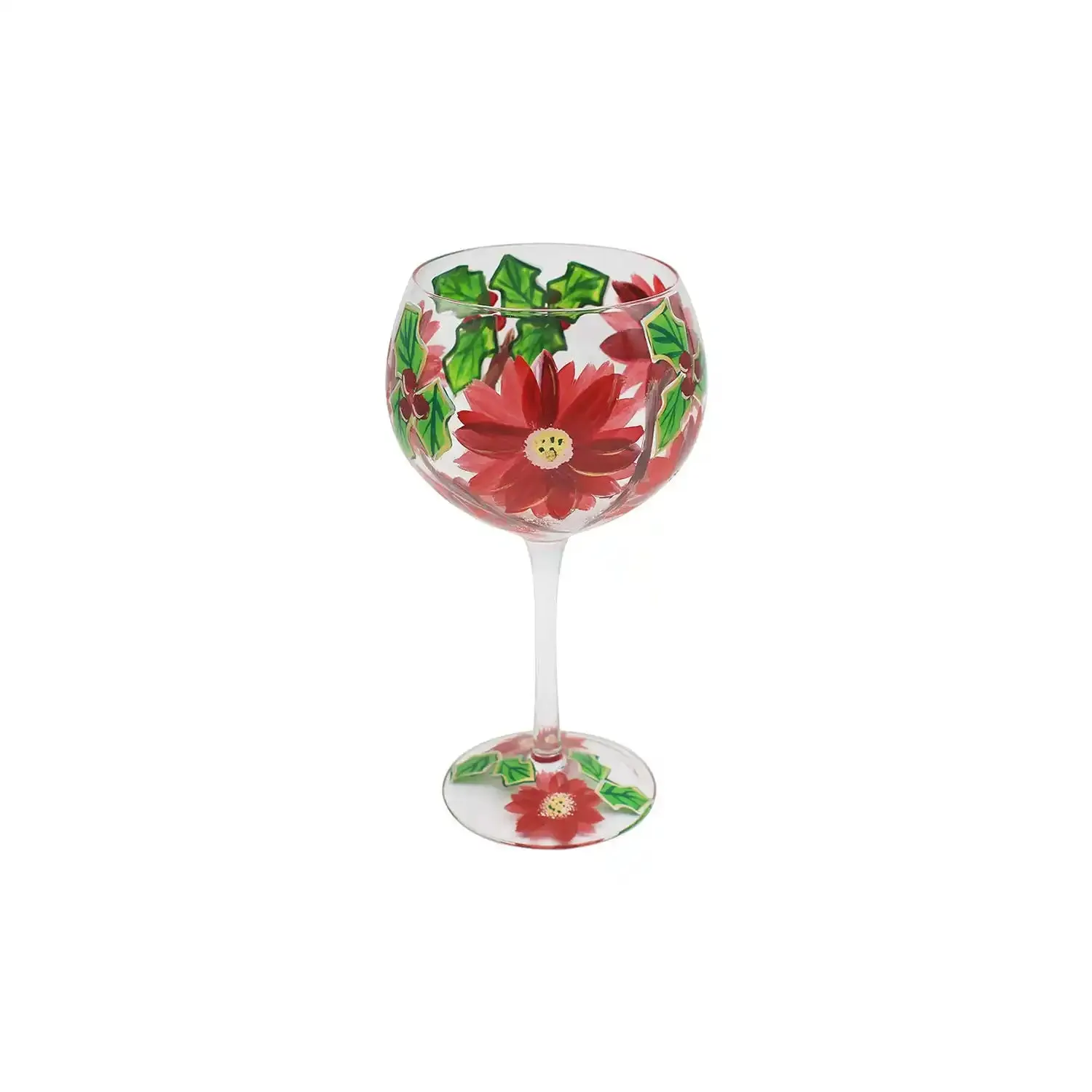 Red Poinsetta Gin Glass - Red