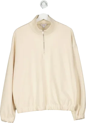 REISS Cream Jeremy Micro Fleece Half Zip Jumper UK S