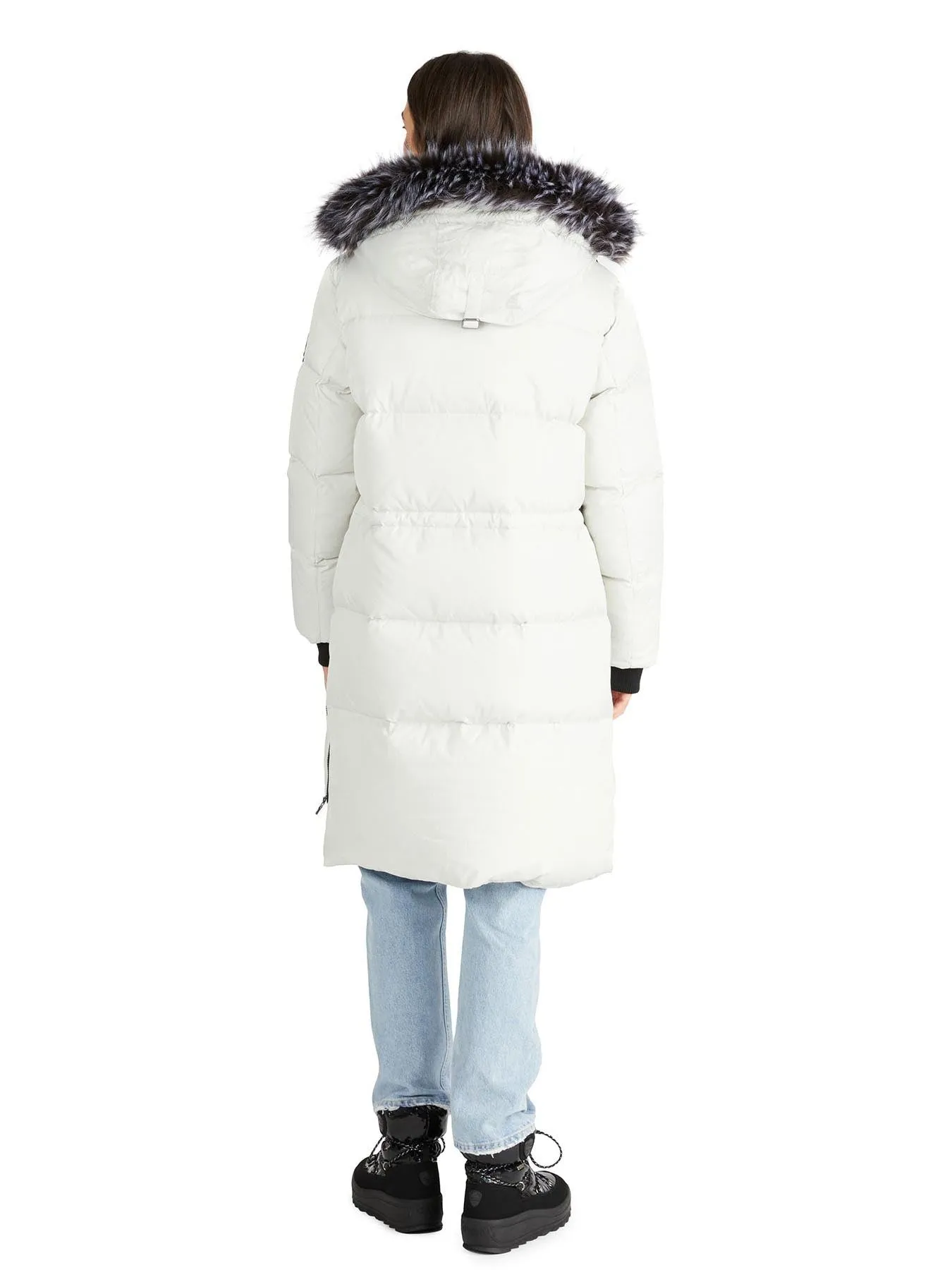 Reyna Women's Long Puffer w/ Faux Fur Trim