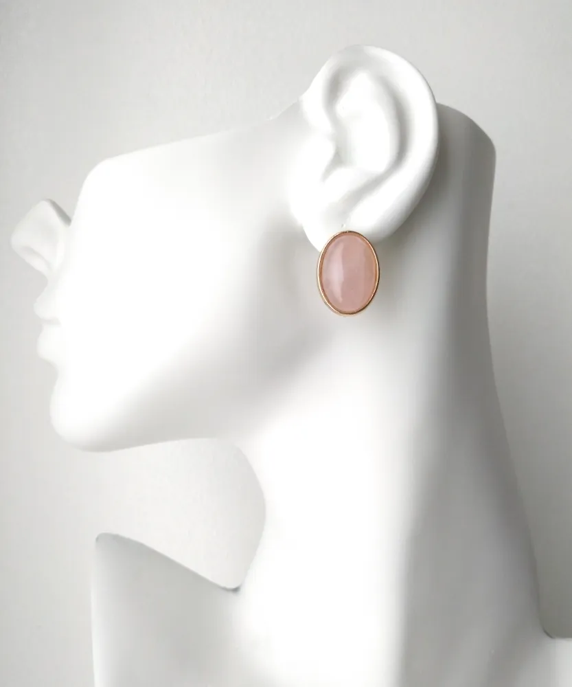 Rose Quartz Brass Studs with Amethyst Filigree Dangles