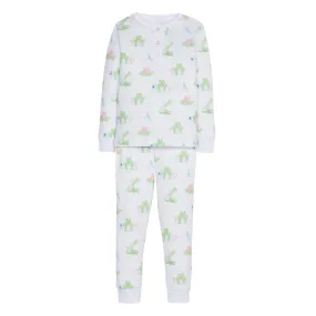 Ruffled Printed Jammies - Pink Leap Frogs