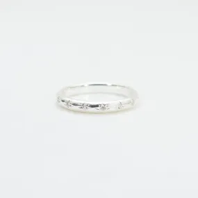 Silver Star Set CZ Rounded Thin Band