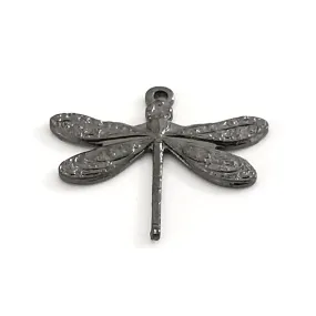 Small Black Dragonfly Charm, 1 Loop, Lot Size 10, #01BL