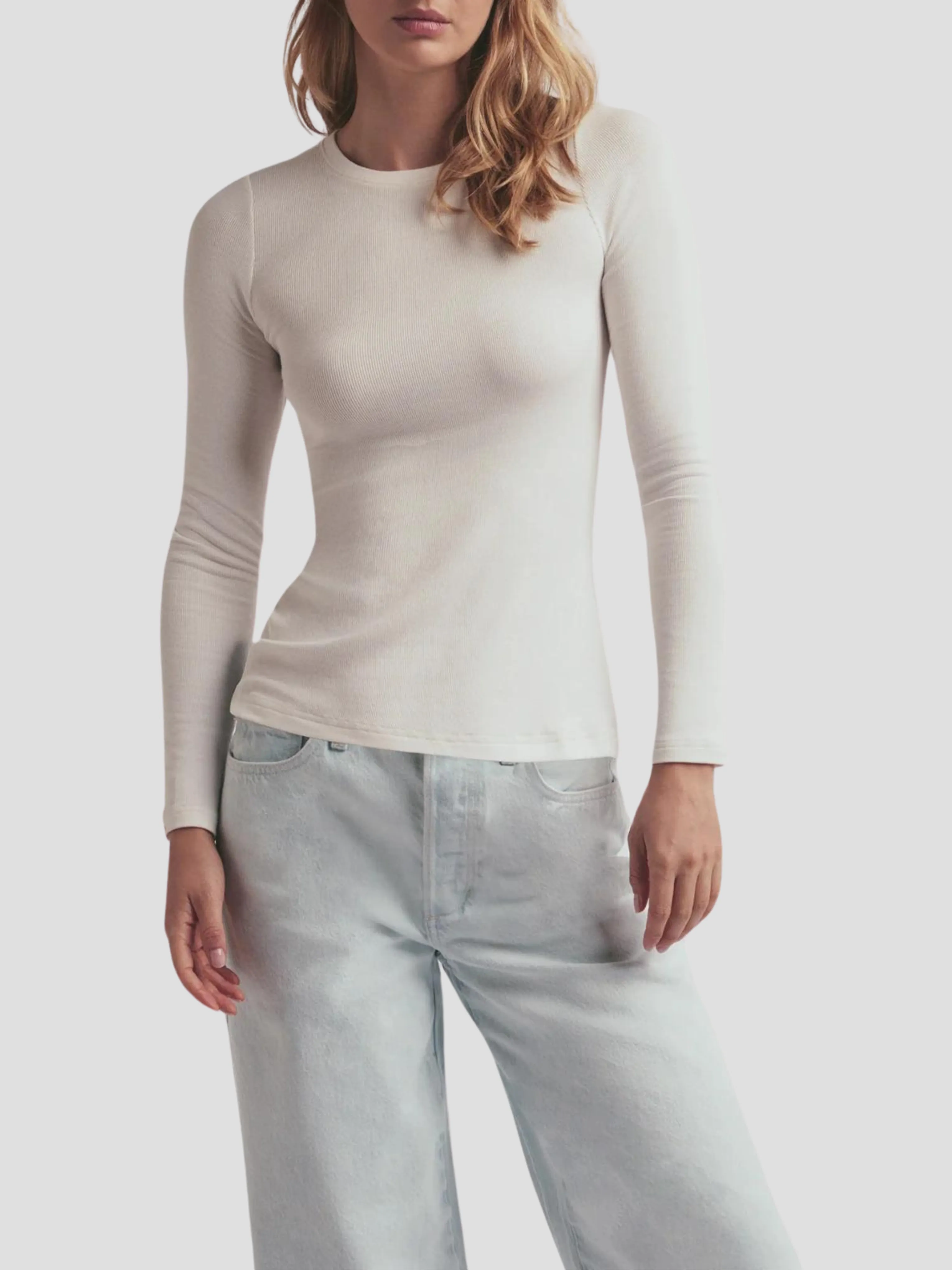 The Ribbed Long Sleeve in White