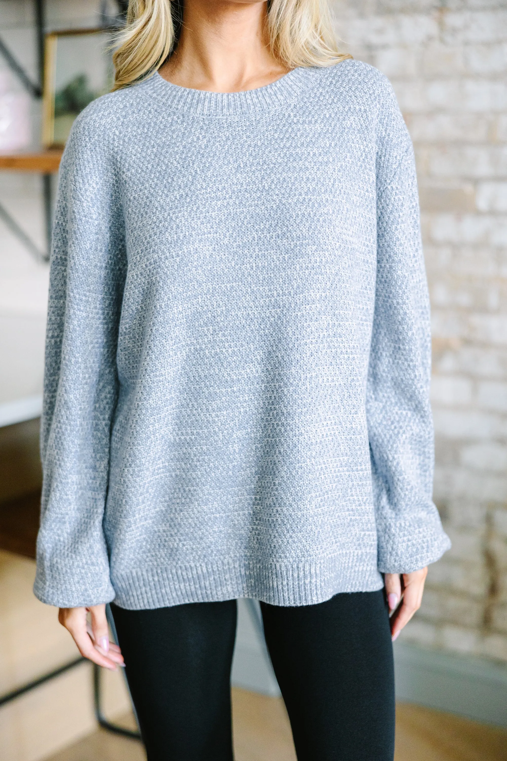 The Slouchy Light Blue Bubble Sleeve Sweater