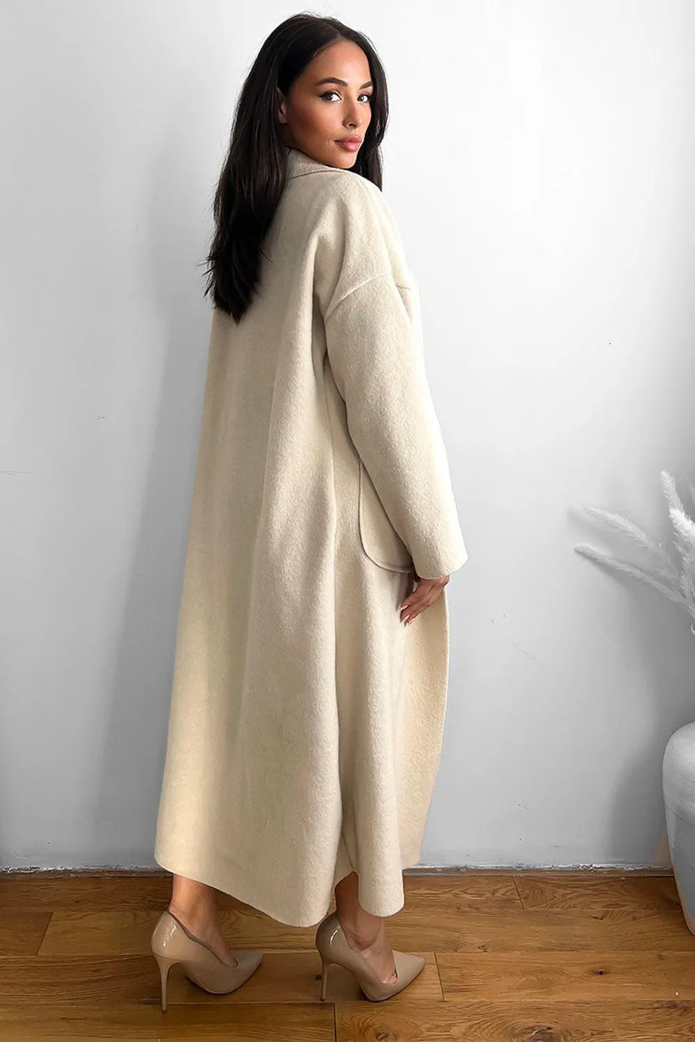 Thick Knit Side Pockets Maxi Cardigan