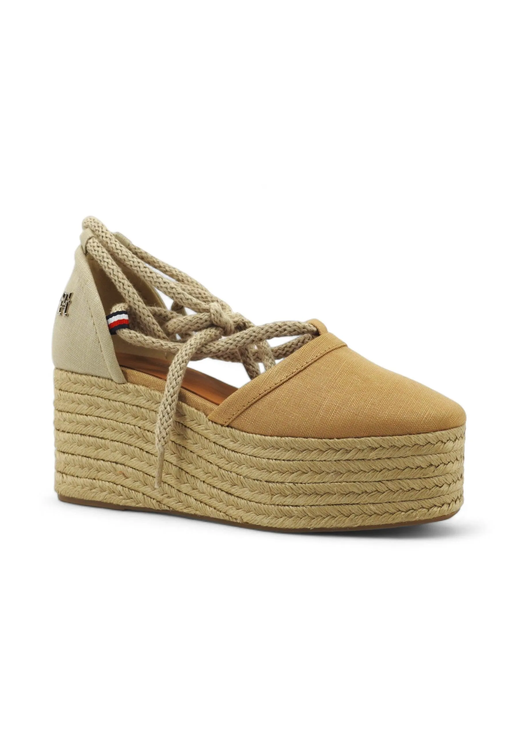 TOMMY HILFIGER Closed Toe Sandalo Zeppa Donna Classic Khaki Marrone FW0FW07746