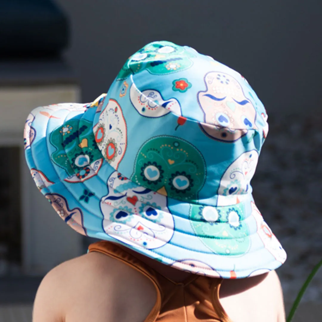 Tyoub Kids Wide Brim Bucket Hat Skulls Serape Stripe